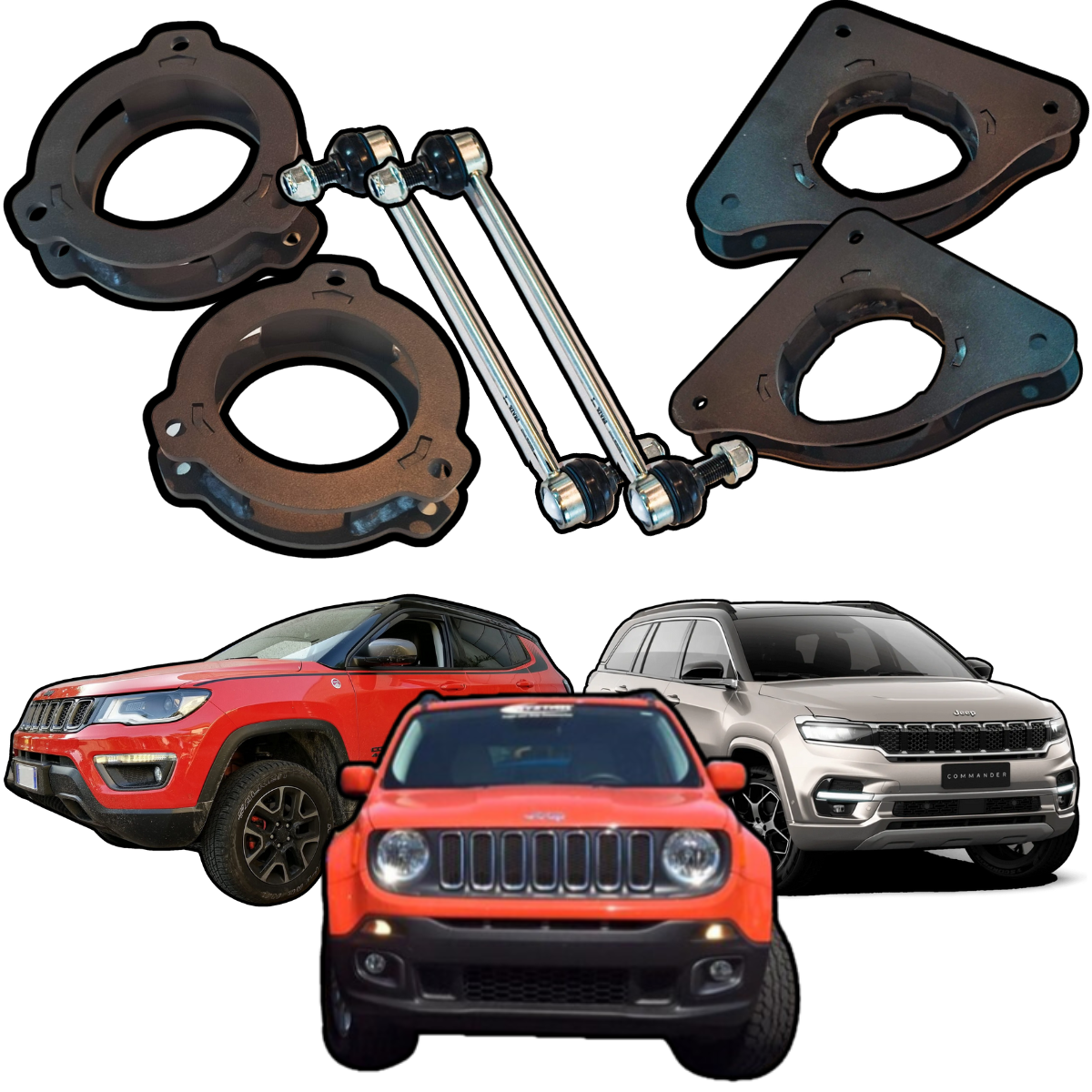 Kit Lift 2 Pol Jeep Compass Renegade Commander 2016 a 2024