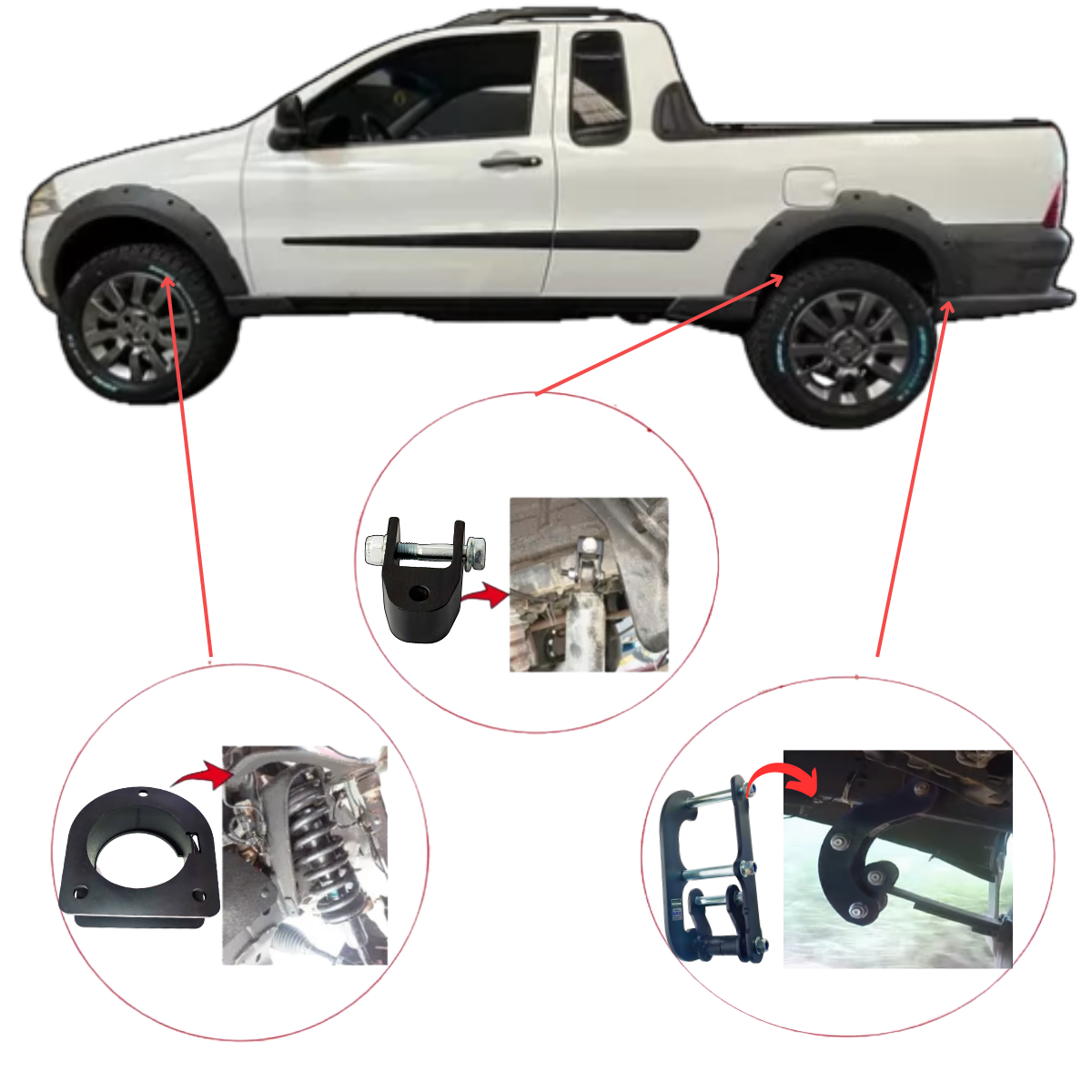Kit Lift 2 Pol com Jumelos Fiat Strada 1998 a 2020 - Imagem 10