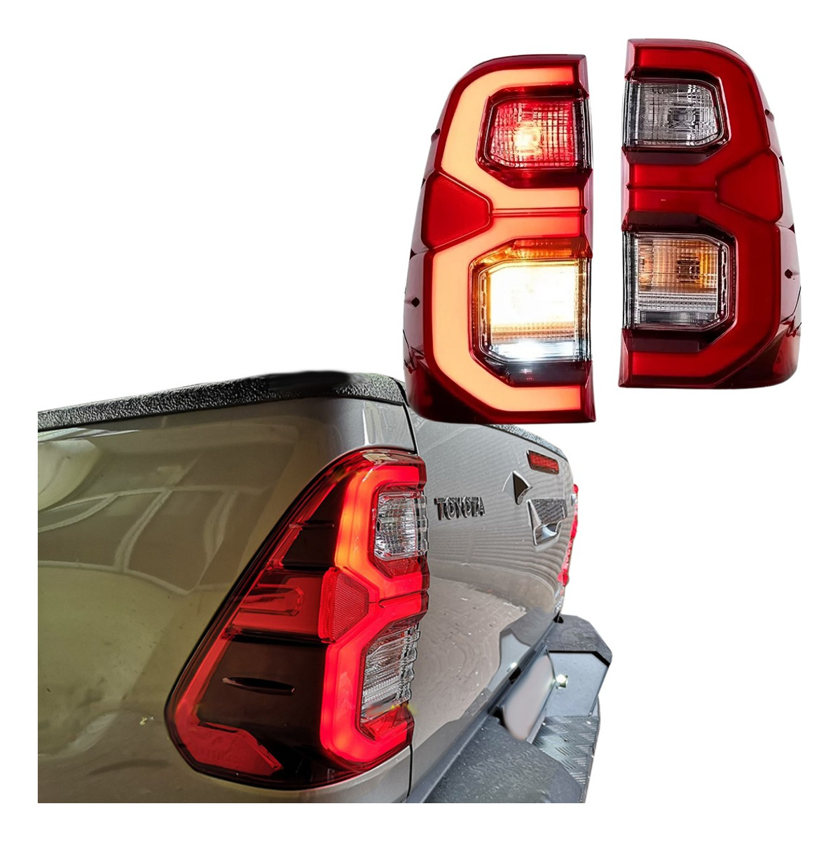 Par Lanterna LED Hilux SRX Vermelha 2021 a 2026