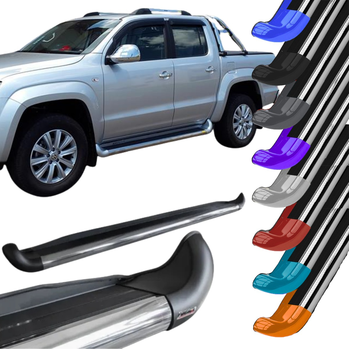 Estribo Personalizado em Aço Volkswagen Amarok Cabine Dupla 2010 A 2026 Sem Alargadores De Paralamas