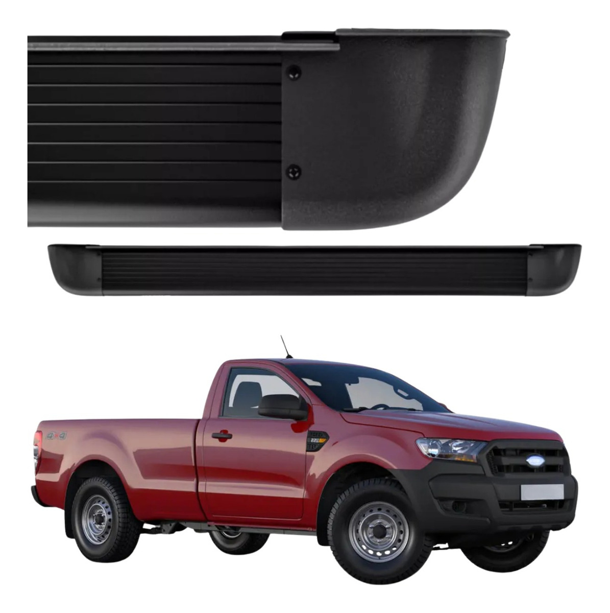 Estribo Alumínio Arredondado Ford Ranger Cabine Simples 2013 A 2023