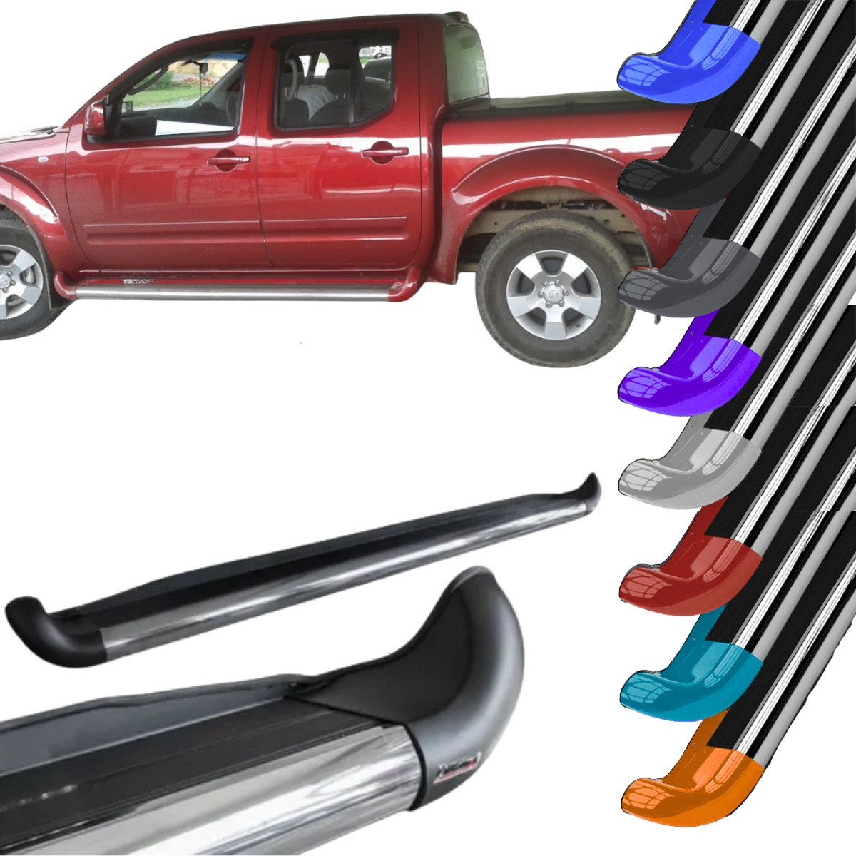Estribo Personalizado em Aço Nissan Frontier Cabine Dupla 2008 A 2016