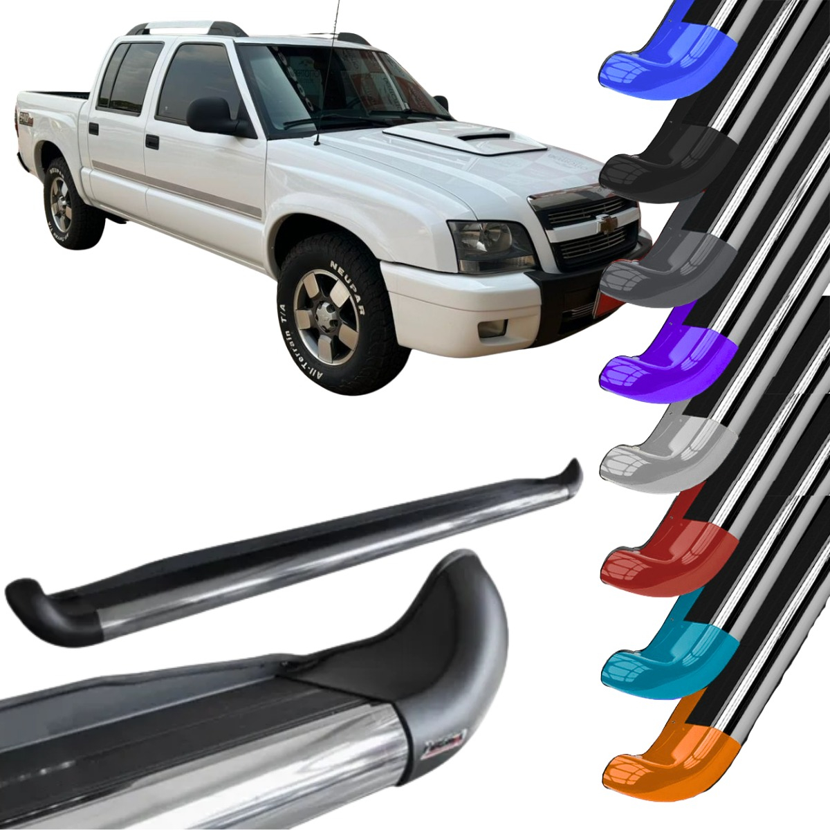 Estribo Personalizado em Aço Chevrolet S10 Cabine Dupla 1997 A 2011 Sem Alargadores