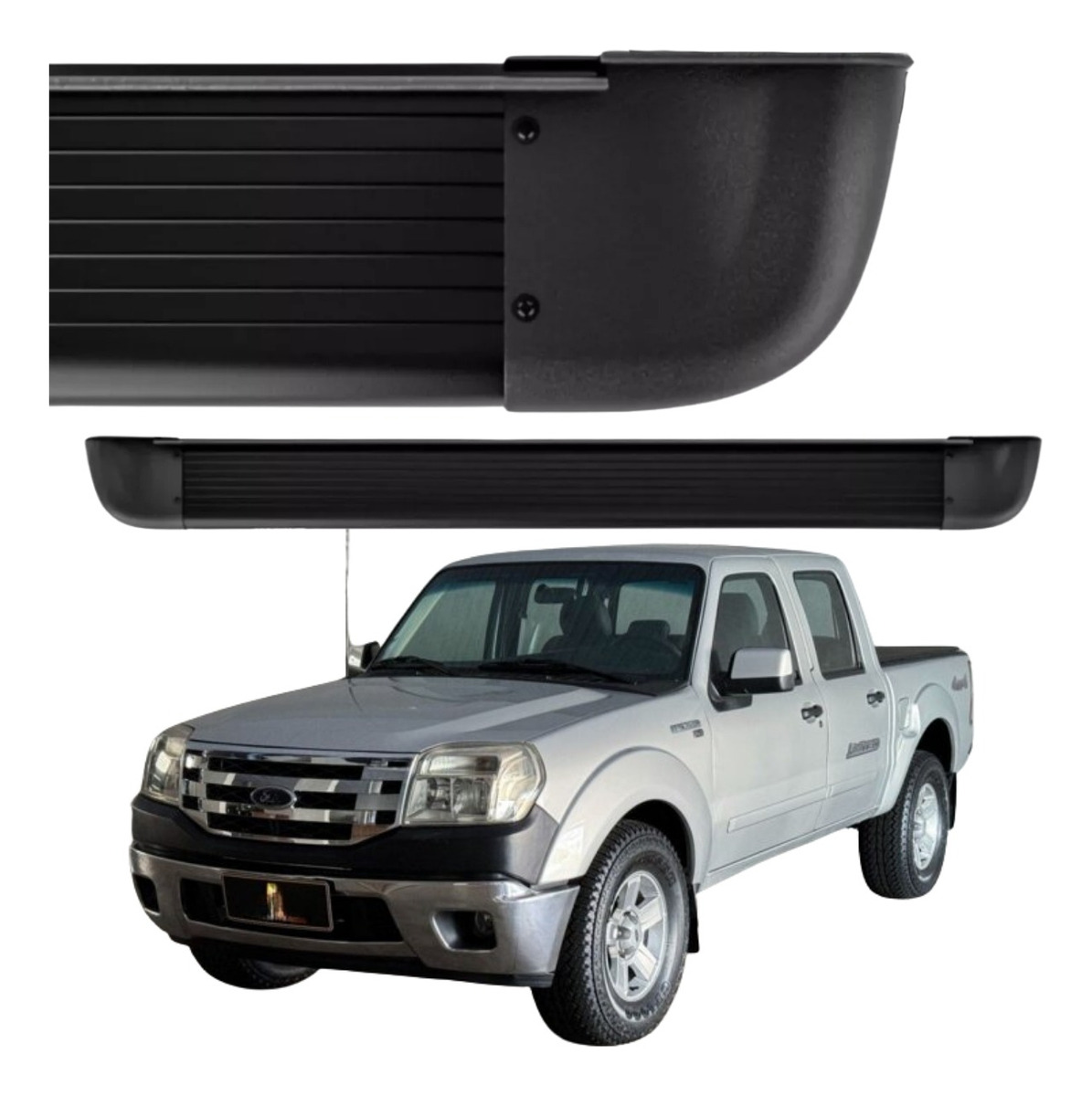 Estribo Alumínio Arredondado Ford Ranger Cabine Dupla 1998 A 2012