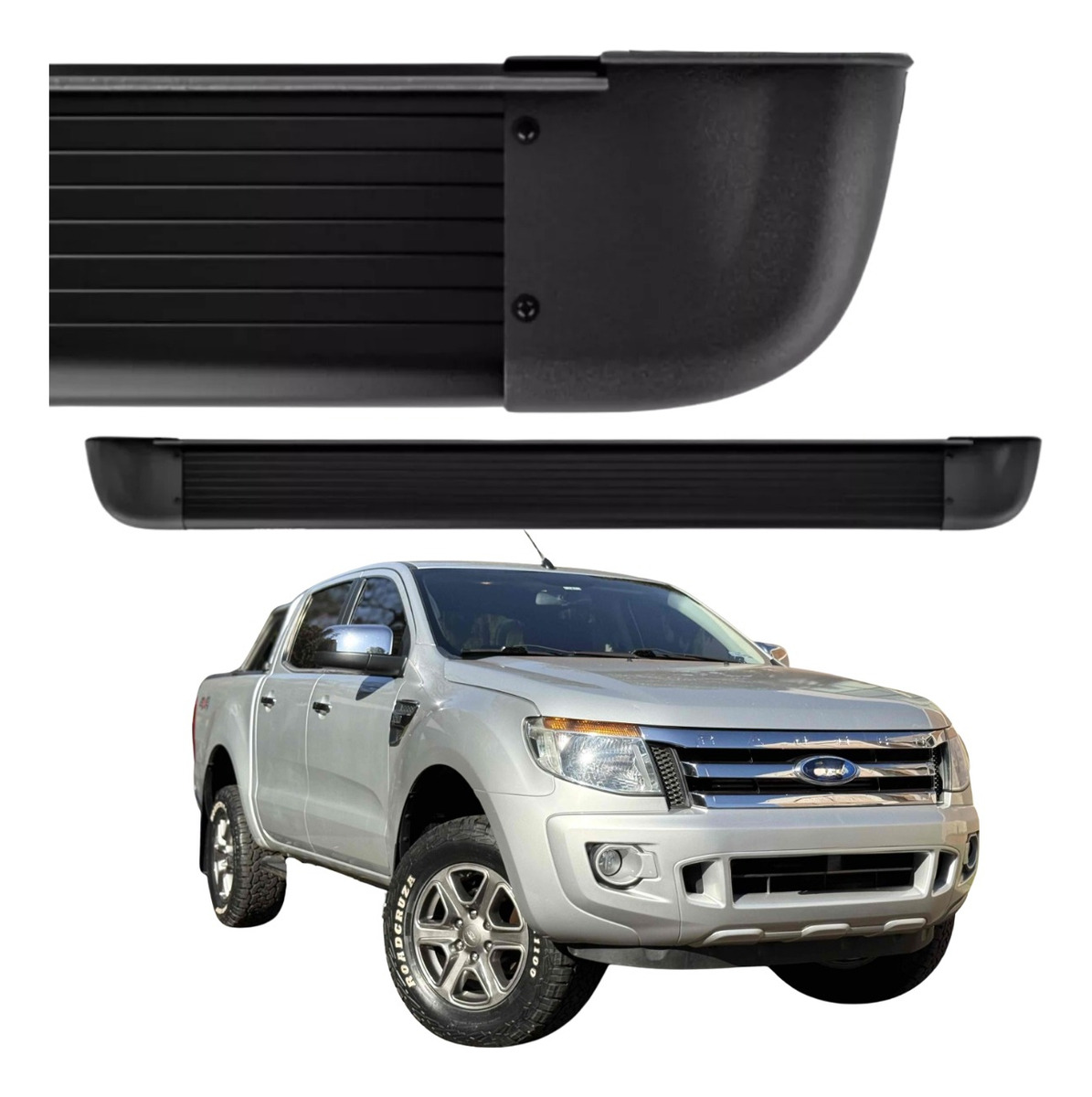 Estribo Alumínio Arredondado Ford Ranger Cabine Dupla 2013 A 2023