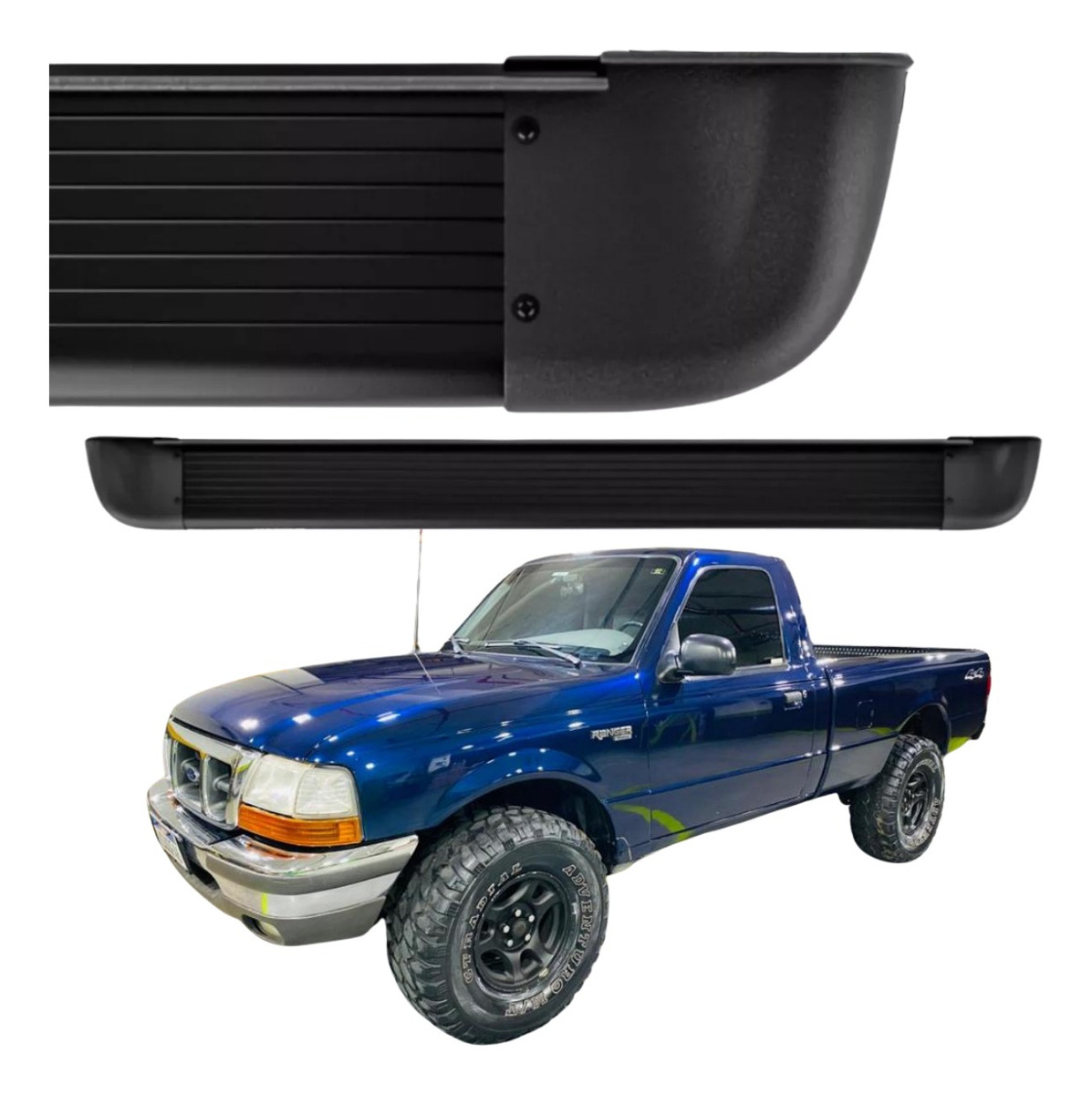 Estribo Alumínio Arredondado Ford Ranger Cabine Simples 1998 A 2012