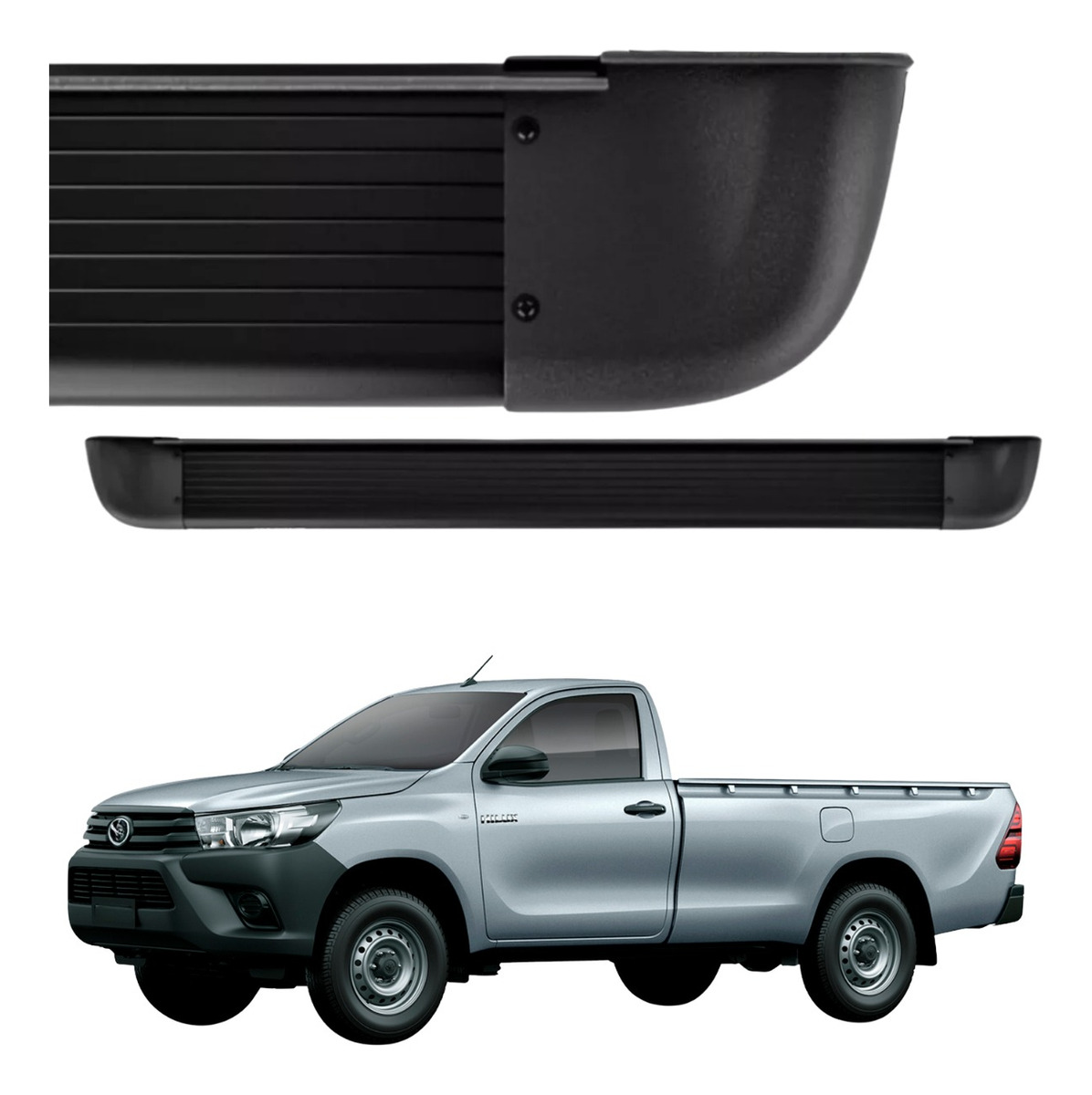 Estribo Alumínio Arredondado Toyota Hilux Simples 2016 A 2026