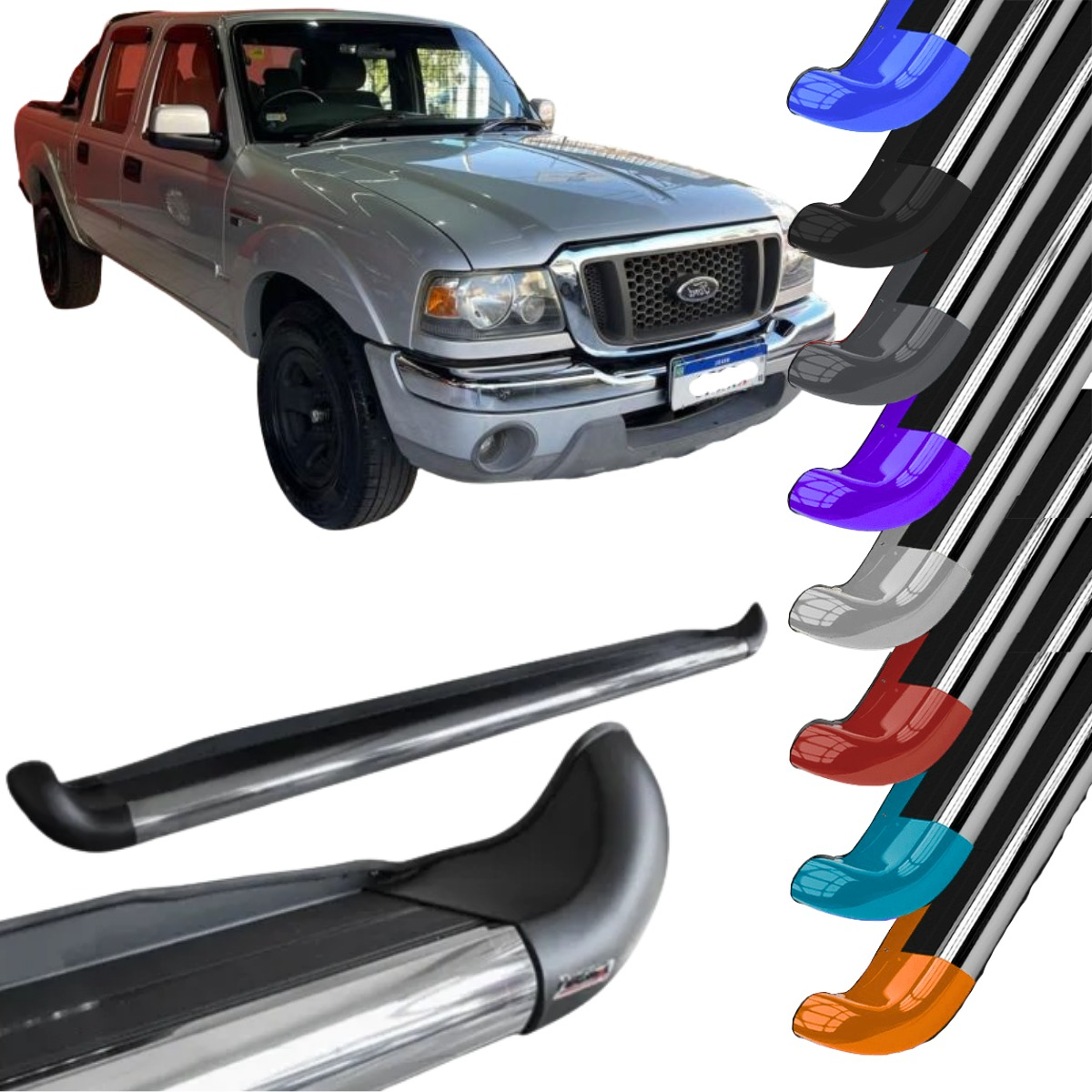 Estribo Personalizado em Aço Ford Ranger Cabine Dupla 2005 A 2012