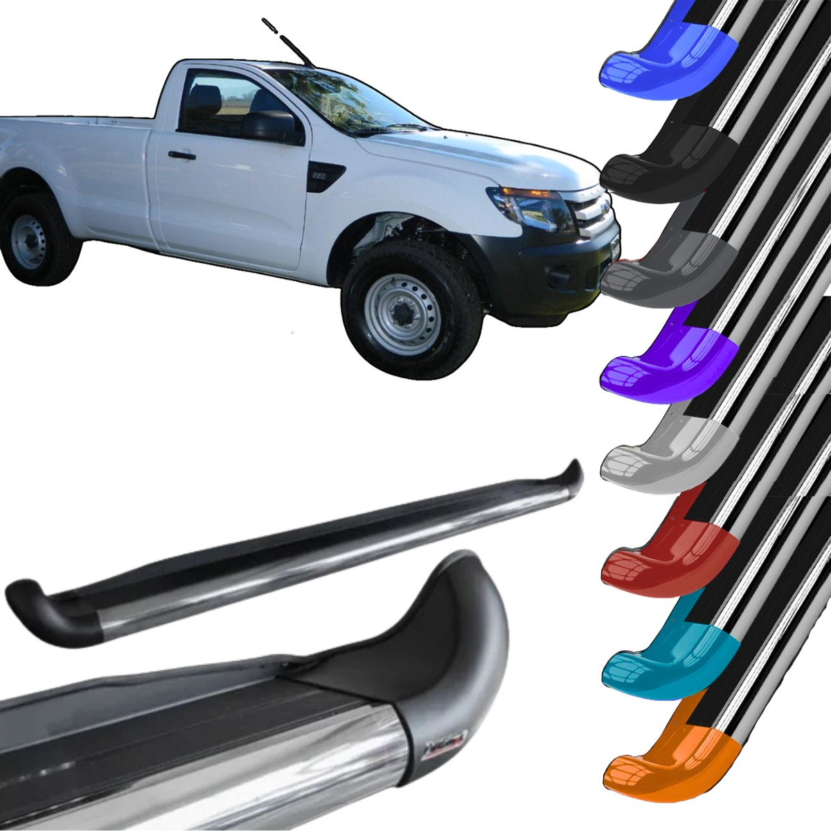 Estribo Personalizado em Aço Ford Ranger Cabine Simples 2013 A 2023